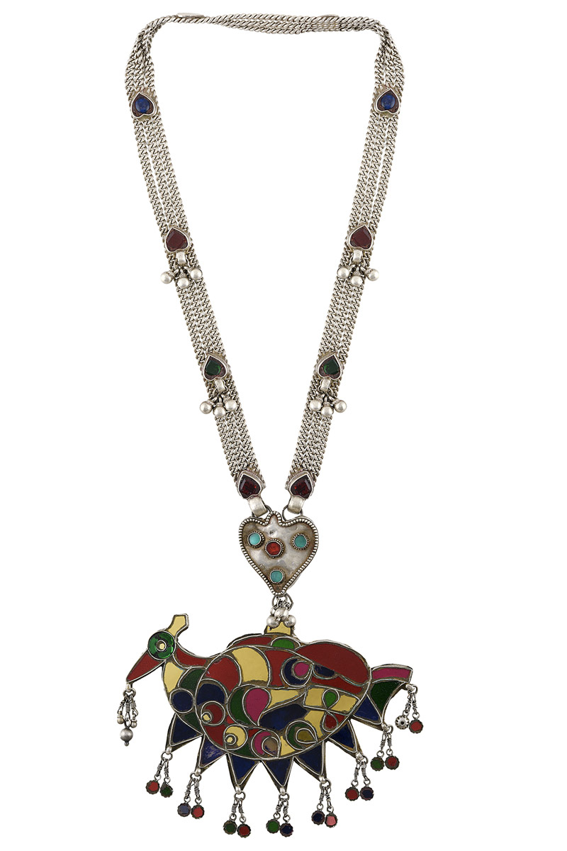 Silver-Colourful-Bird-Dhani-Statement-Necklace-big