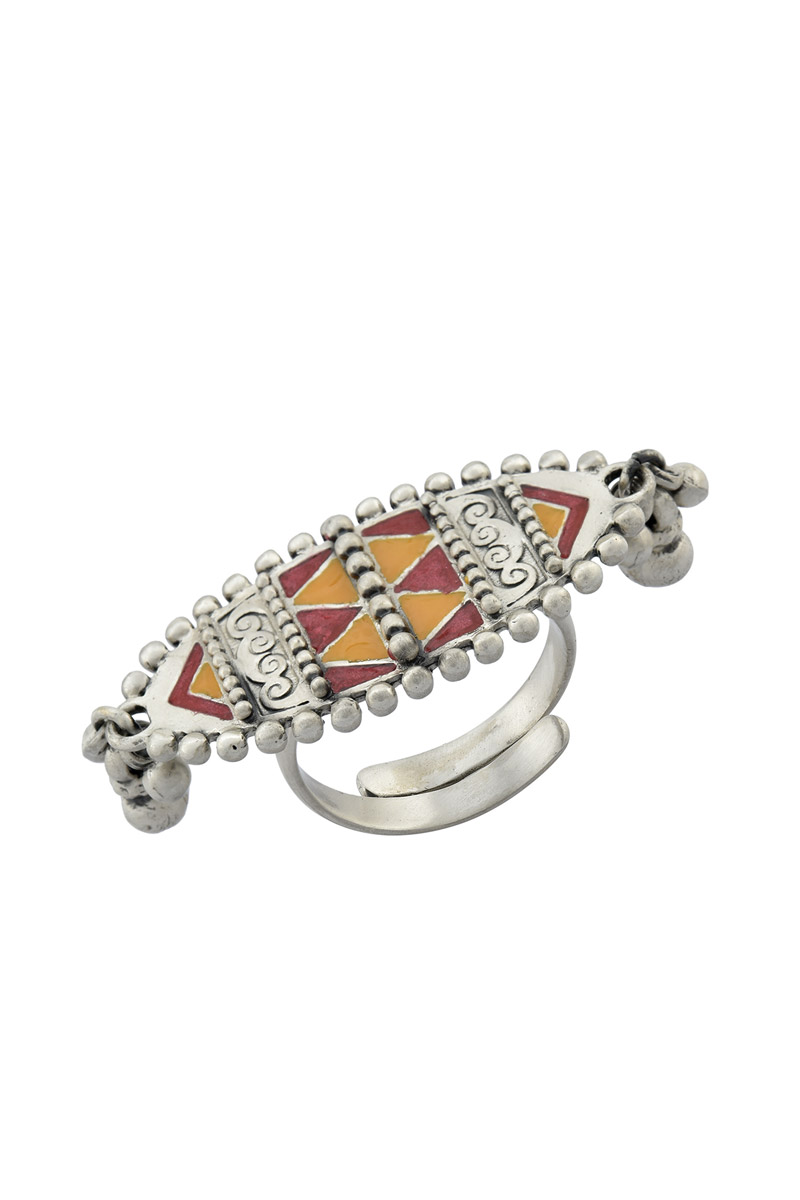 Silver-Colourful-Enamel-Ghungroo-Ring-big